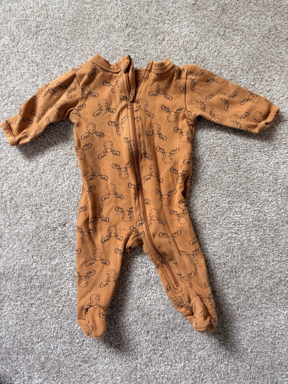 Canadiana Baby Moose Print One-Piece Footed Pajamas